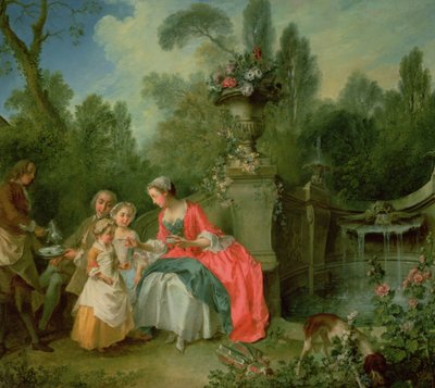 Une dame et un gentleman dans le jardin avec deux enfants vers 1742 - Nicolas Lancret